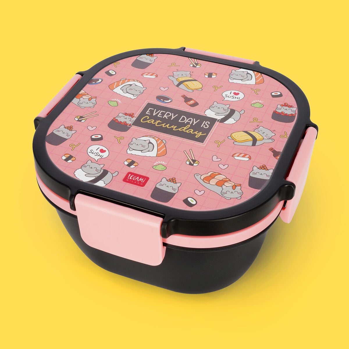 Legami - 1700 ml Bento Yemek Kutusu - Sushi Cat - Bento Yemek Kutusu