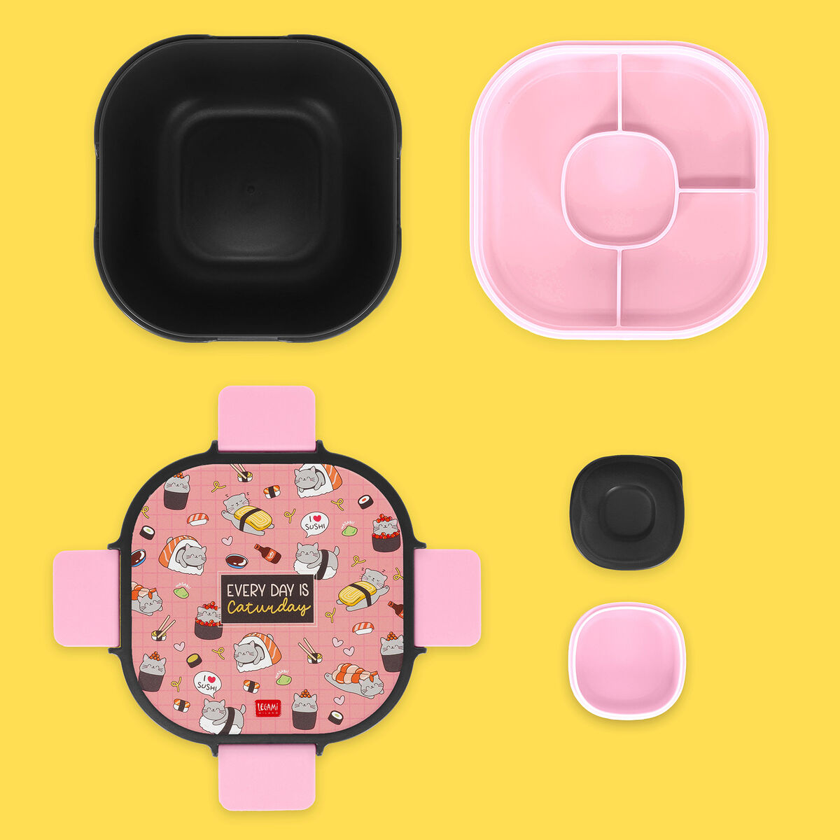 Legami - 1700 ml Bento Yemek Kutusu - Sushi Cat - Bento Yemek Kutusu