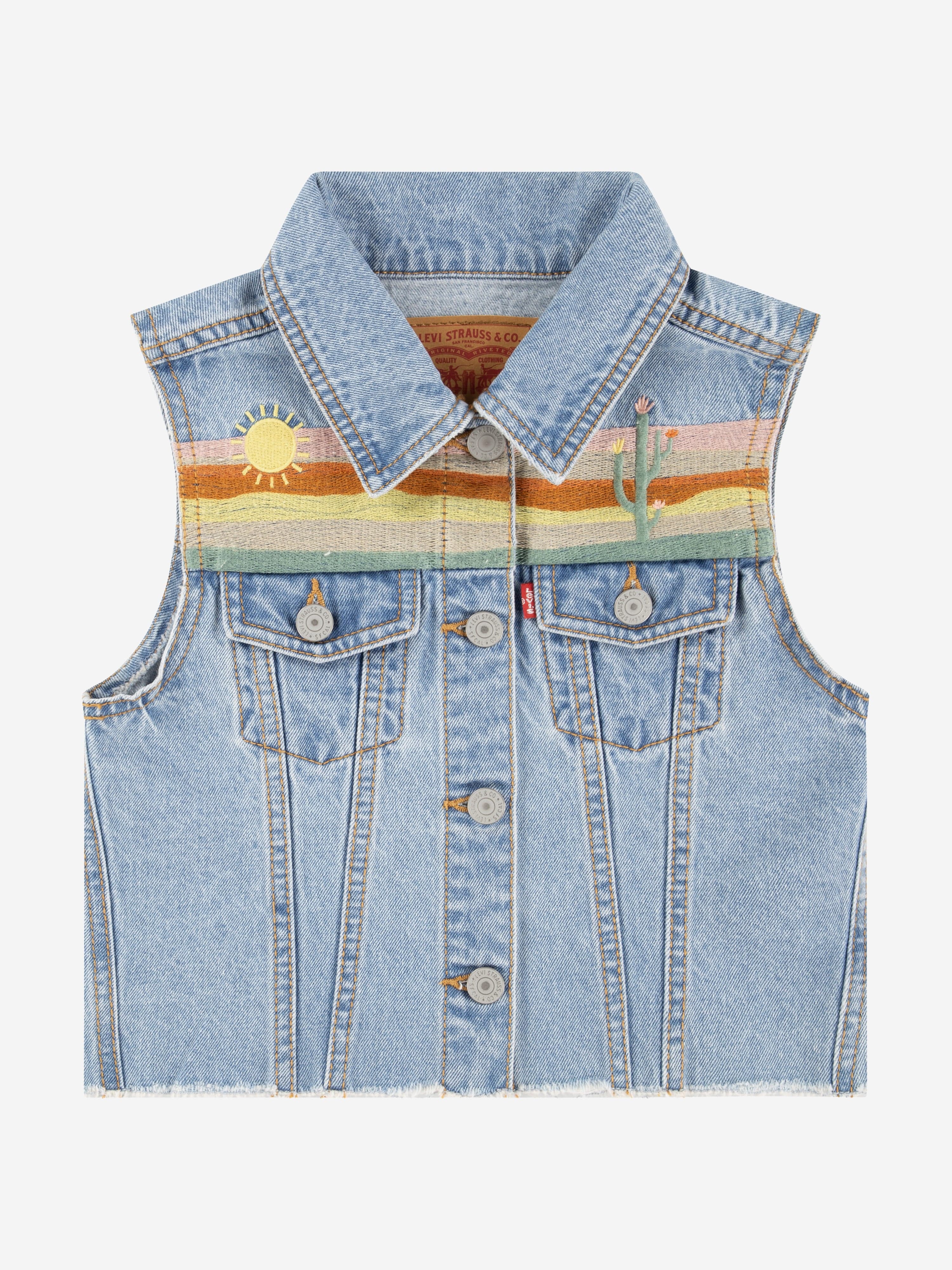 Levi's Girls Embroidered Gilet in Blue