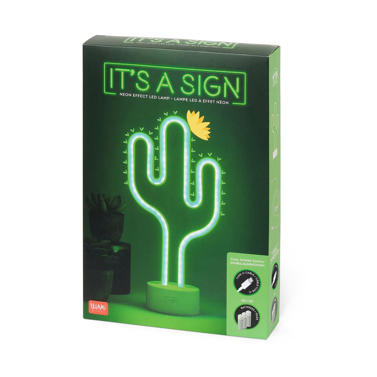 Legami - Neon-Effect LED Lamp - Cactus - It's a Sign