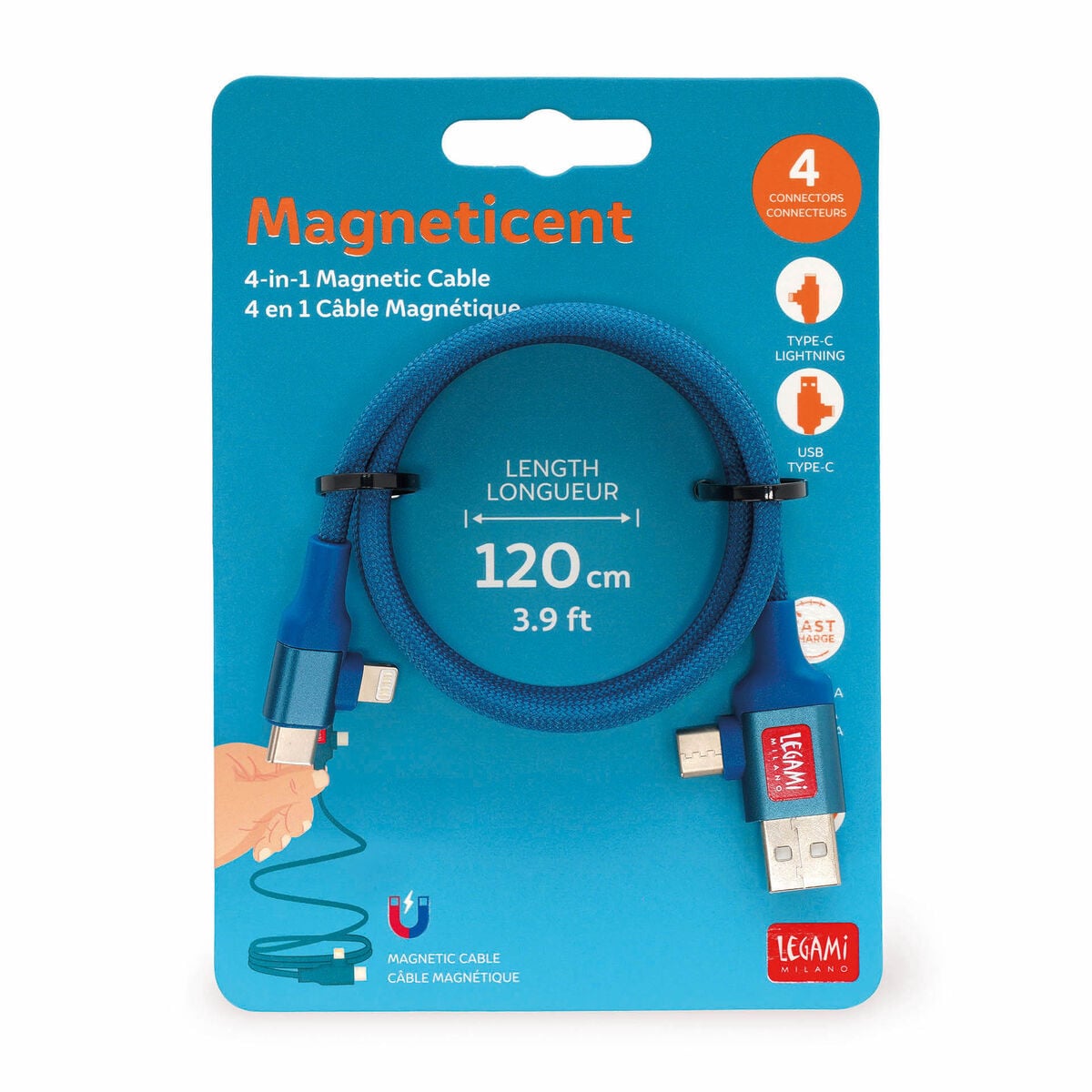 Legami - Magnetic 4-in-1 Charging and Synchronisation Cable - Magneticent