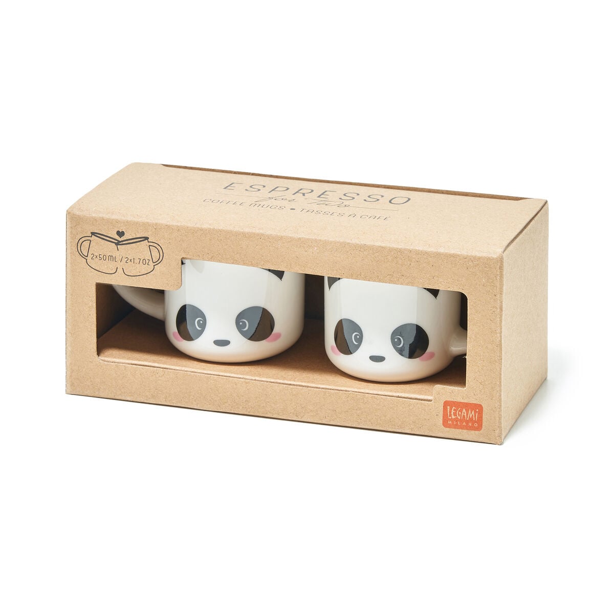 Legami - Set of 2 Coffee Cups - Panda - Espresso Two
