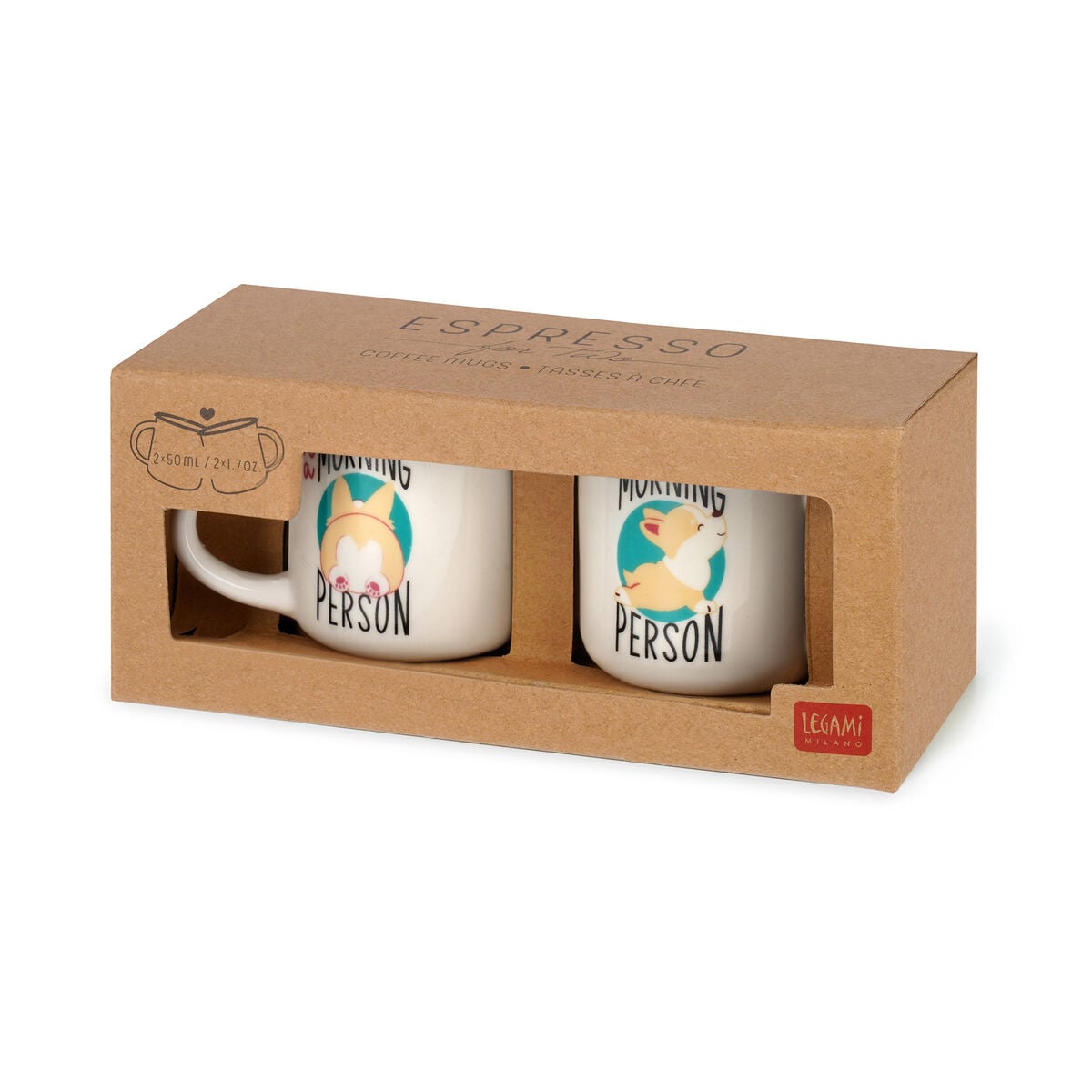 Legami - Set of 2 Coffee Cups - Corgi - Espresso Two