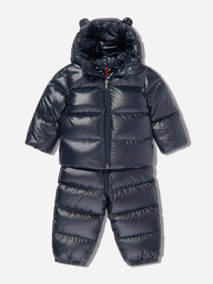 Moncler Enfant Baby Down Padded Snowsuit in Navy