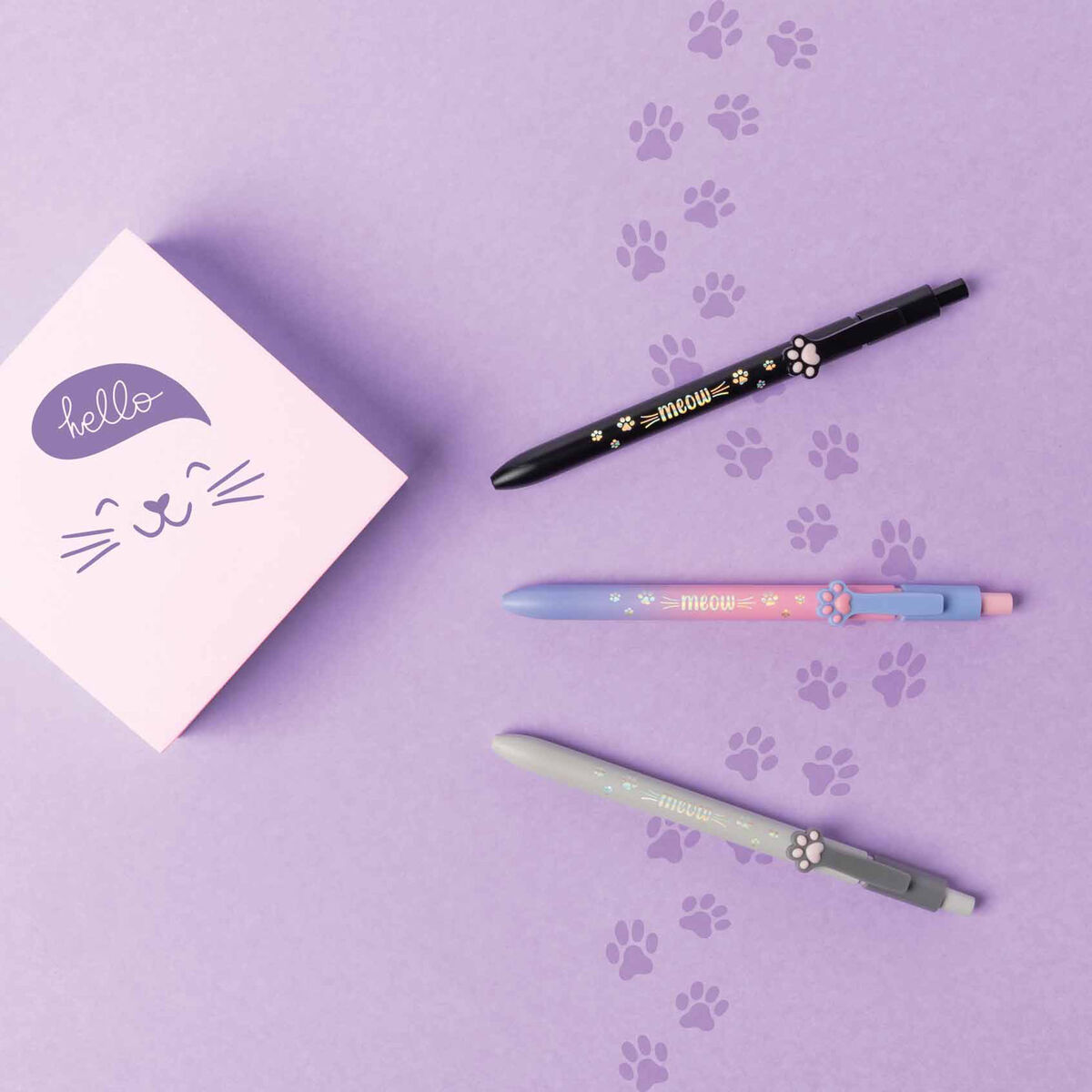Legami - Kitty-Themed Ballpoint Pen - Red Ink - Meow