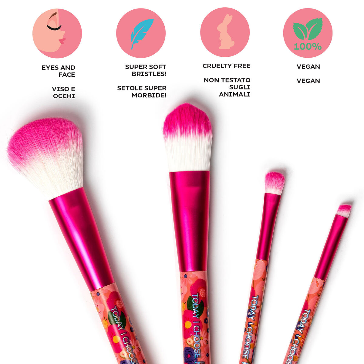 Legami - 4-Piece Floral Makeup Brushes Set - Oh My Glow!