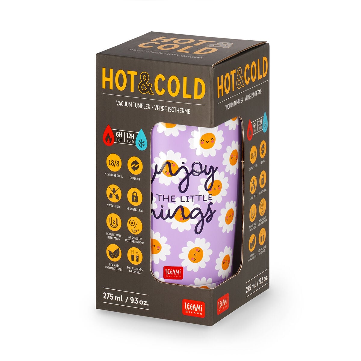 Legami - 275 ml Vacuum Tumbler - Daisy - Hot and Cold