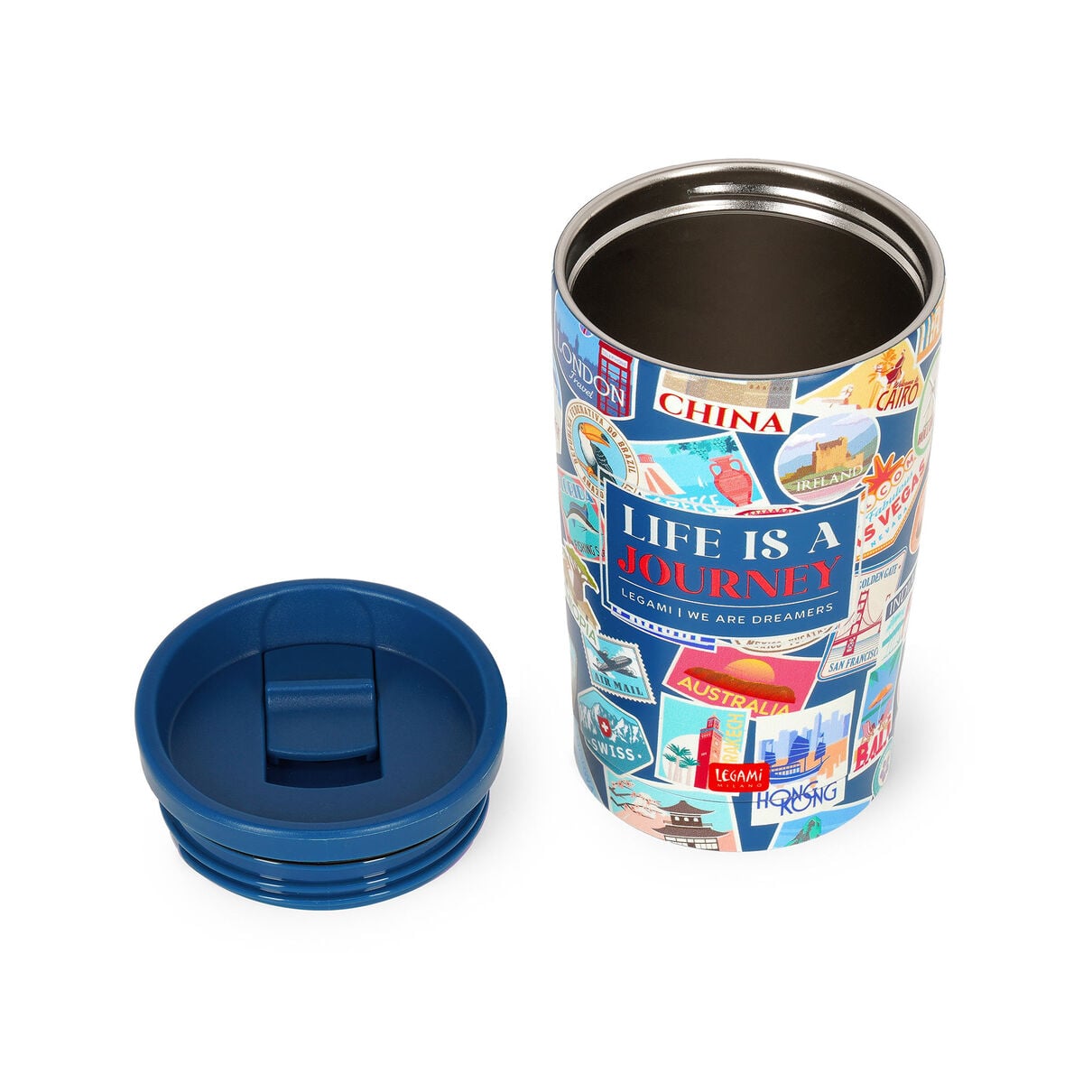 Legami - 275 ml Vakum Tumbler - Seyahat Stickers - Sıcak ve Soğuk