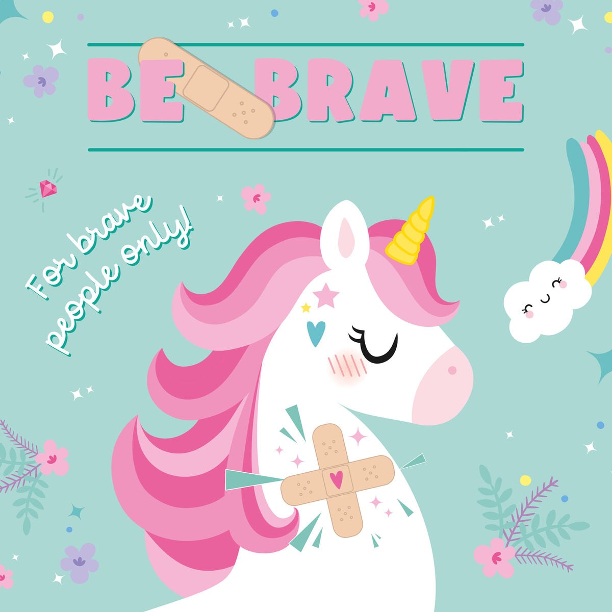 Legami - 30 Tek Boynuzlu At Printed Plasters - Be Brave