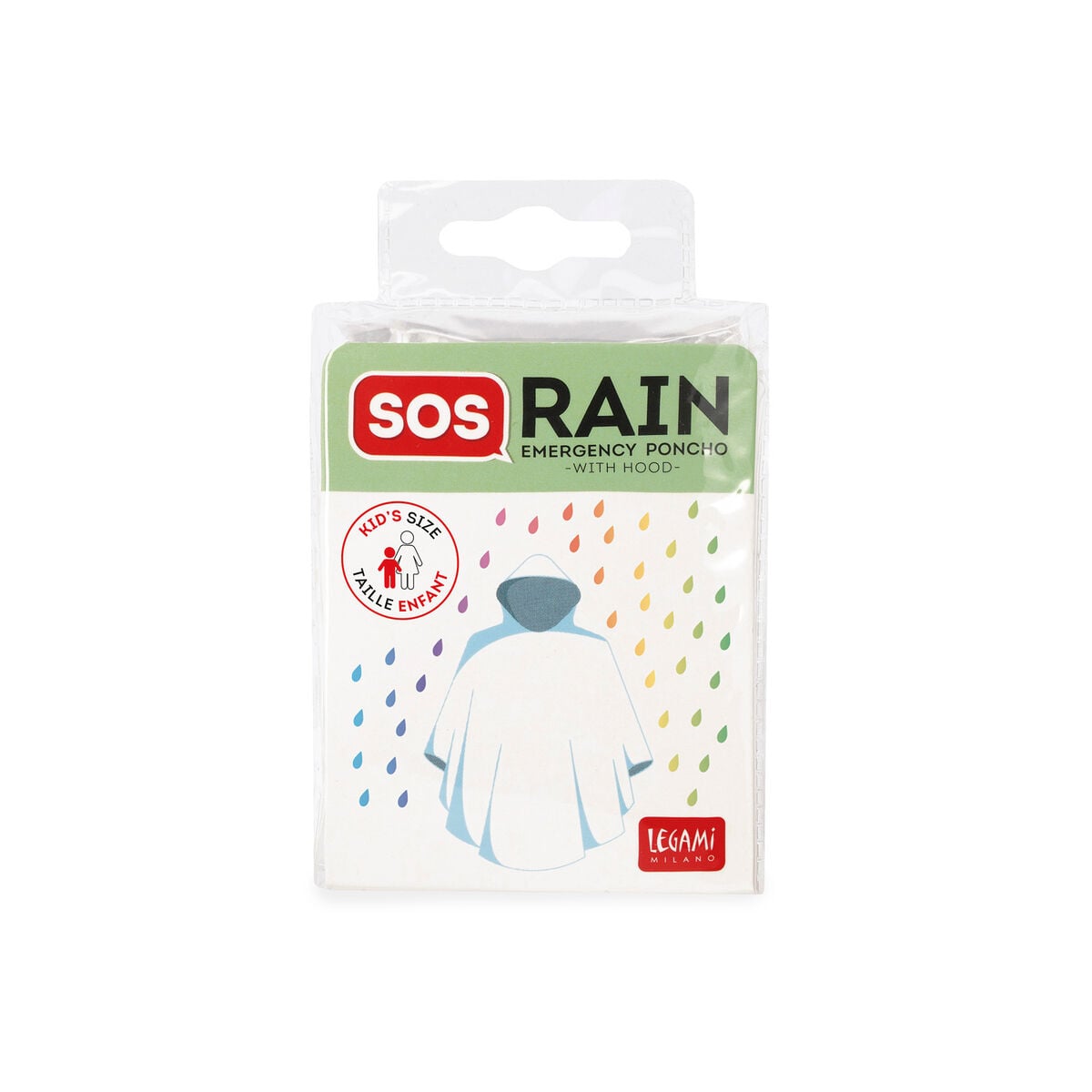 Legami - Children’s Waterproof Poncho - SOS Rain - Kid’s Size
