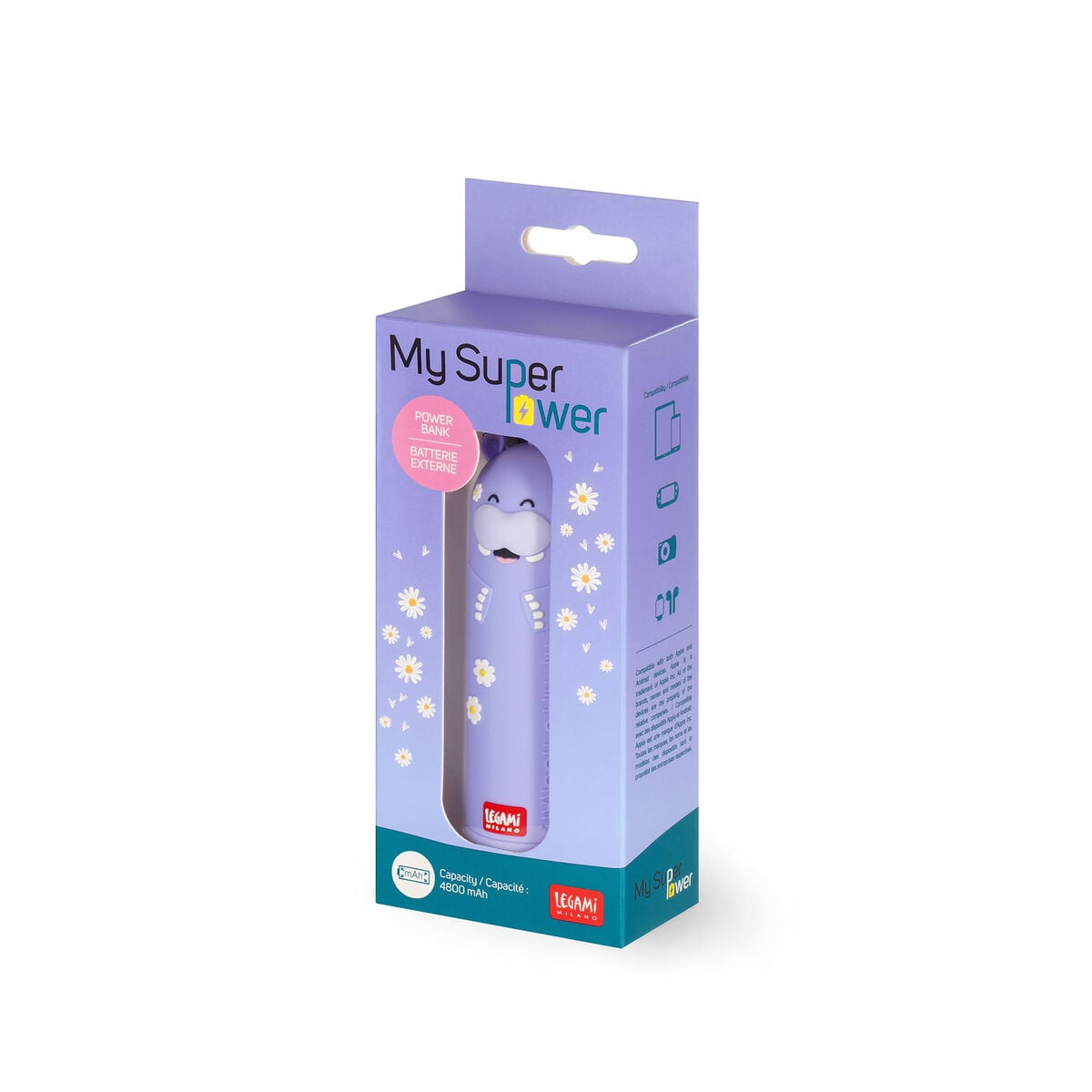 Legami - Hippo Portable Battery Charger - My Super Power