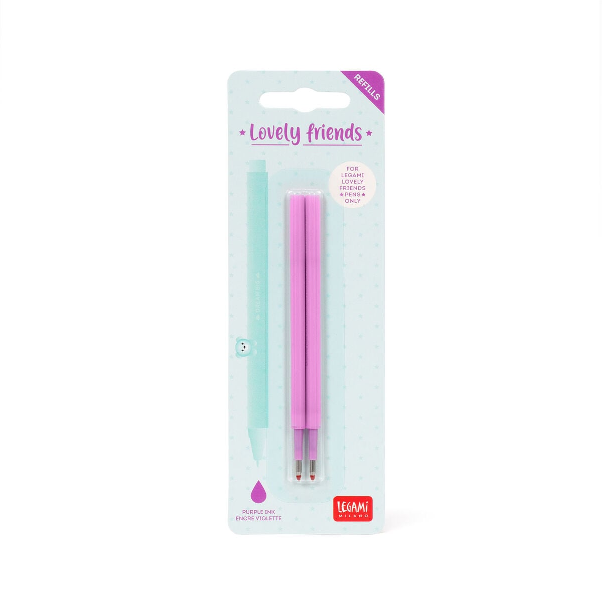 Legami - Seti 2 Refills Sevimli Arkadaşlar Gel Pens - Purple Ink