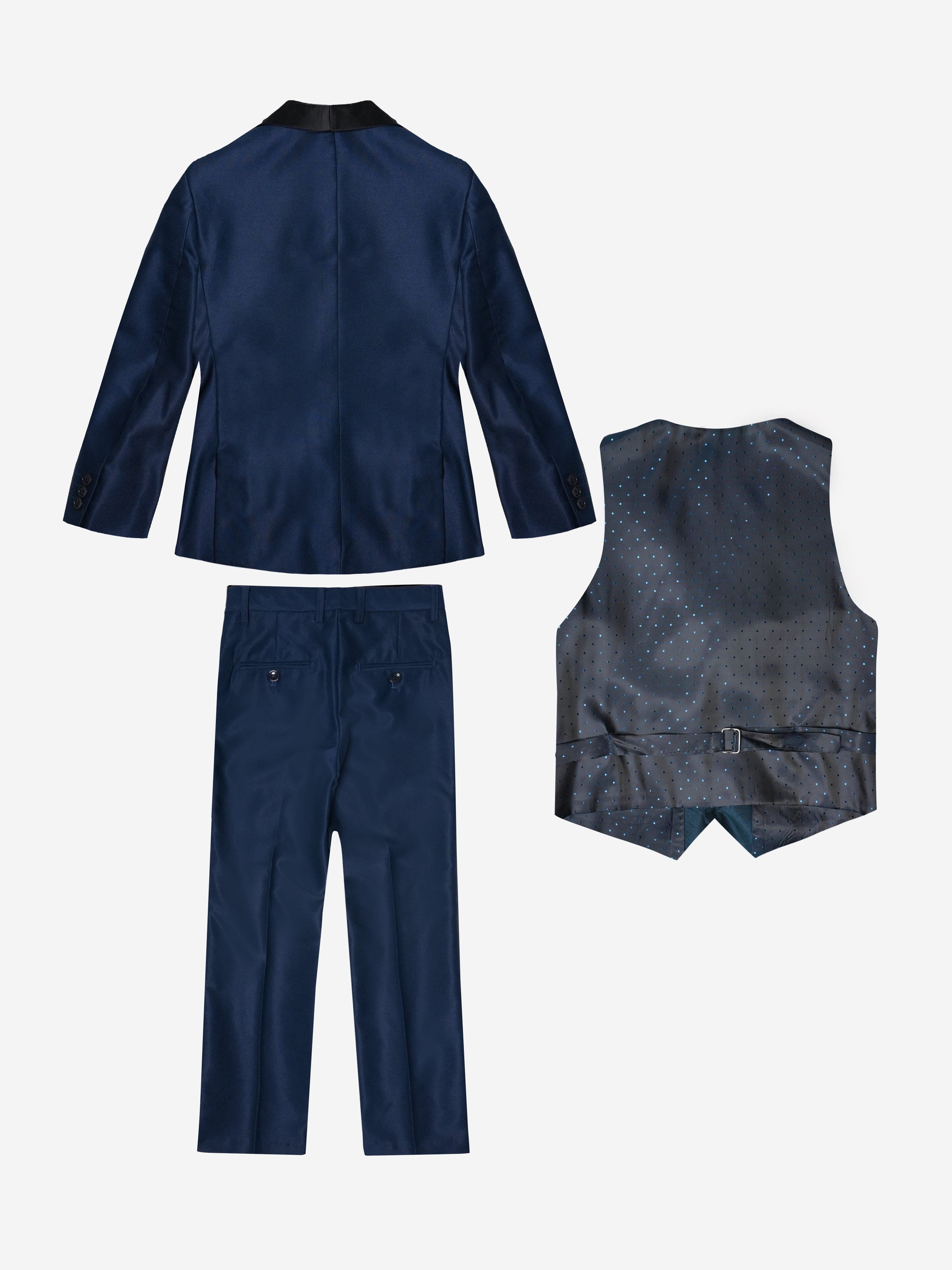 Romano Boys Shawl Collar 3 Piece Suit in Blue