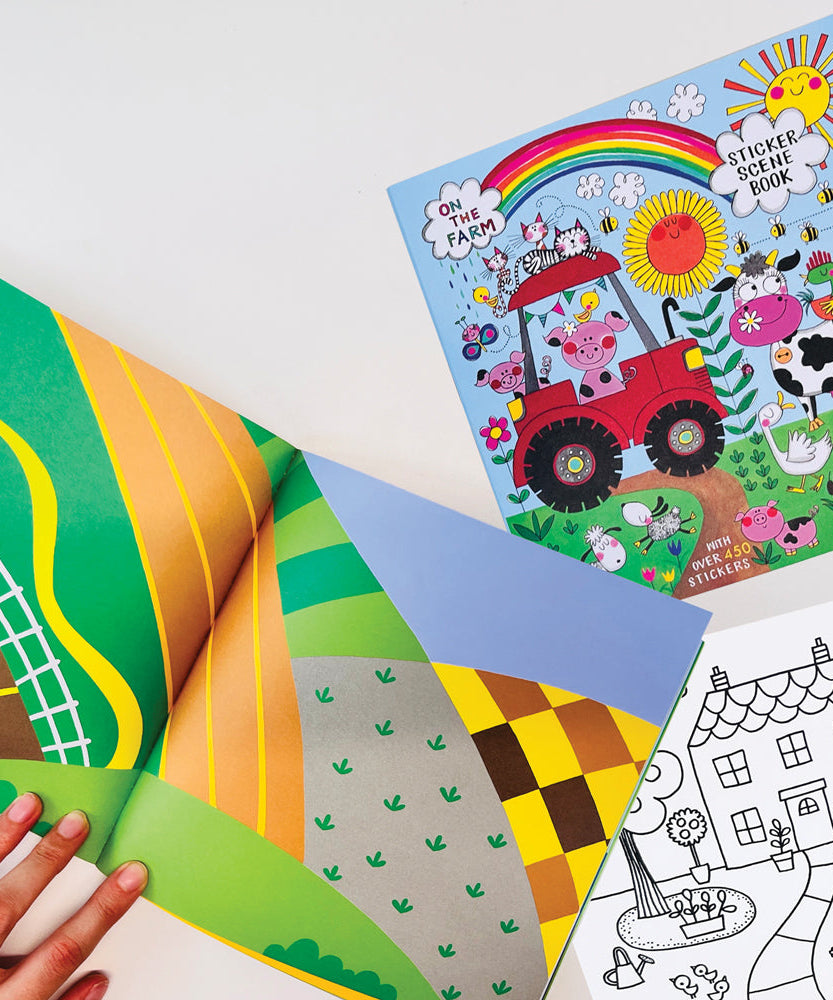 Rachel Ellen - On The Farm Sticker Scene Coloring and Activity Book
