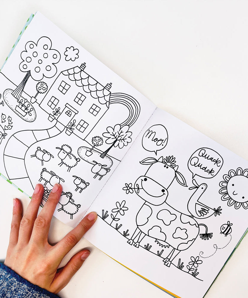 Rachel Ellen - On The Farm Sticker Scene Coloring and Activity Book