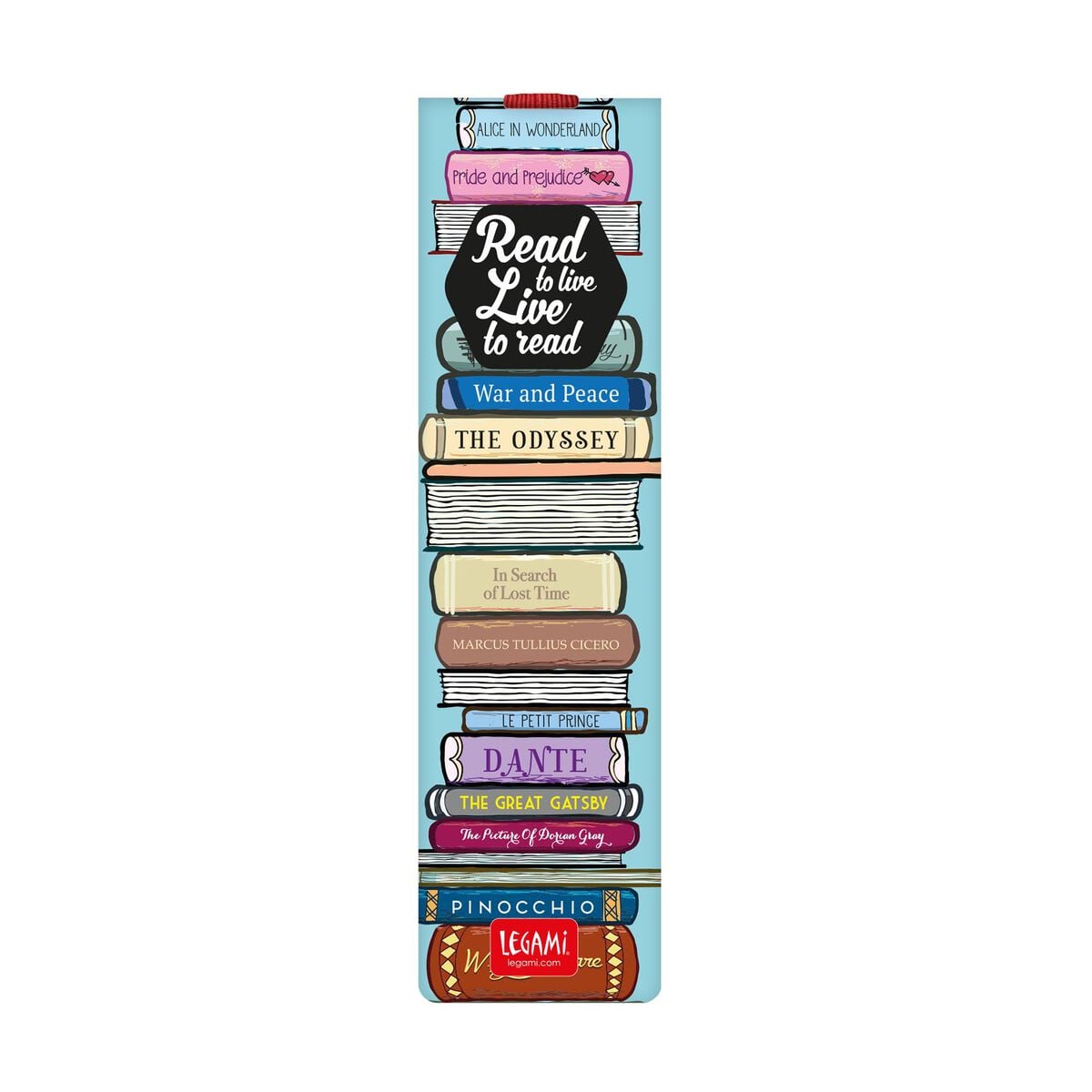 Legami - Illustrated Bookmark with Elastic Band - Book Lover, Read to Live - Bookmark