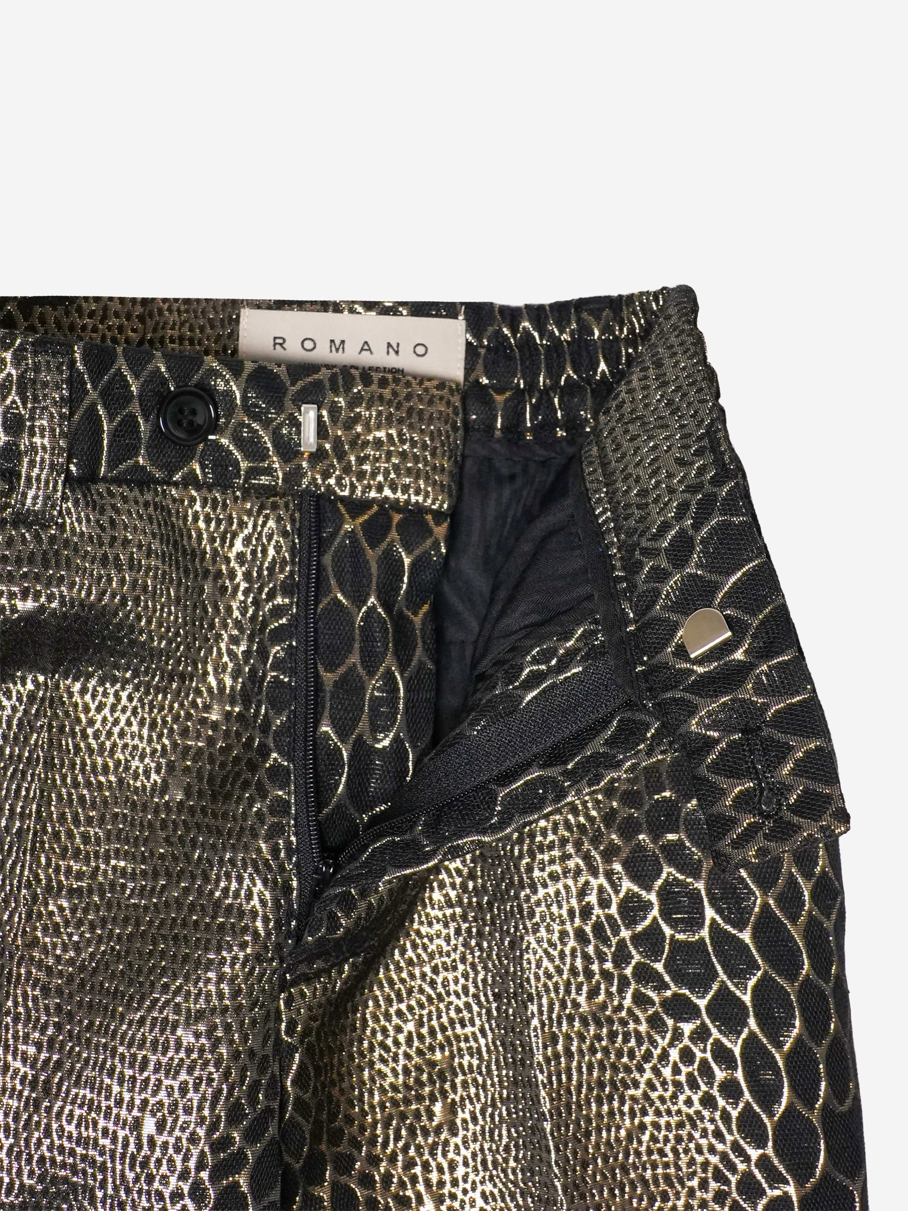 Romano Boys Snake Skin Jacquard 2 Piece Suit in Gold