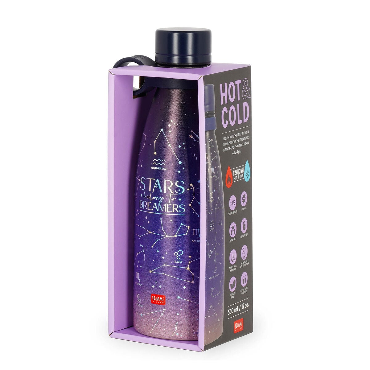 Legami - 500 ml Vakum Şişe - Stars - Sıcak ve Soğuk