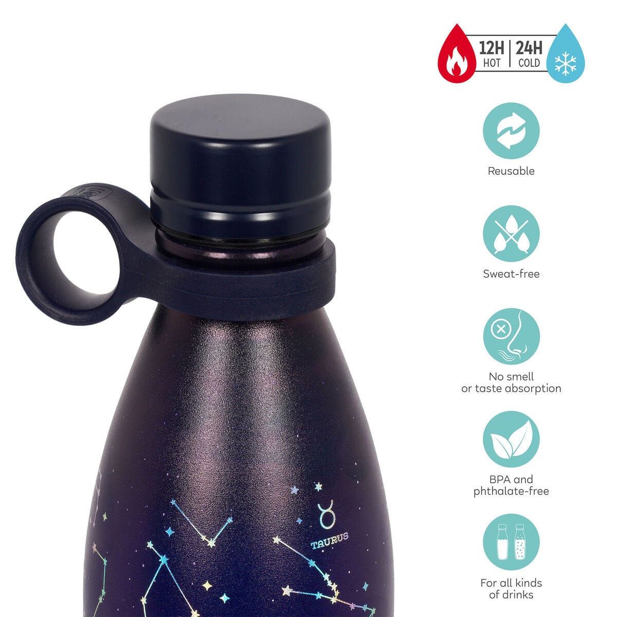Legami - 800 ml Vakum Şişe - Stars - Sıcak ve Soğuk