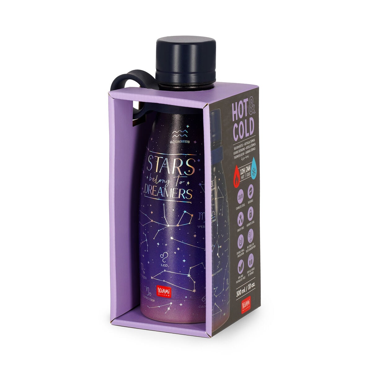 Legami - 300 ml Mini Vacuum Bottle - Stars - Hot and Cold