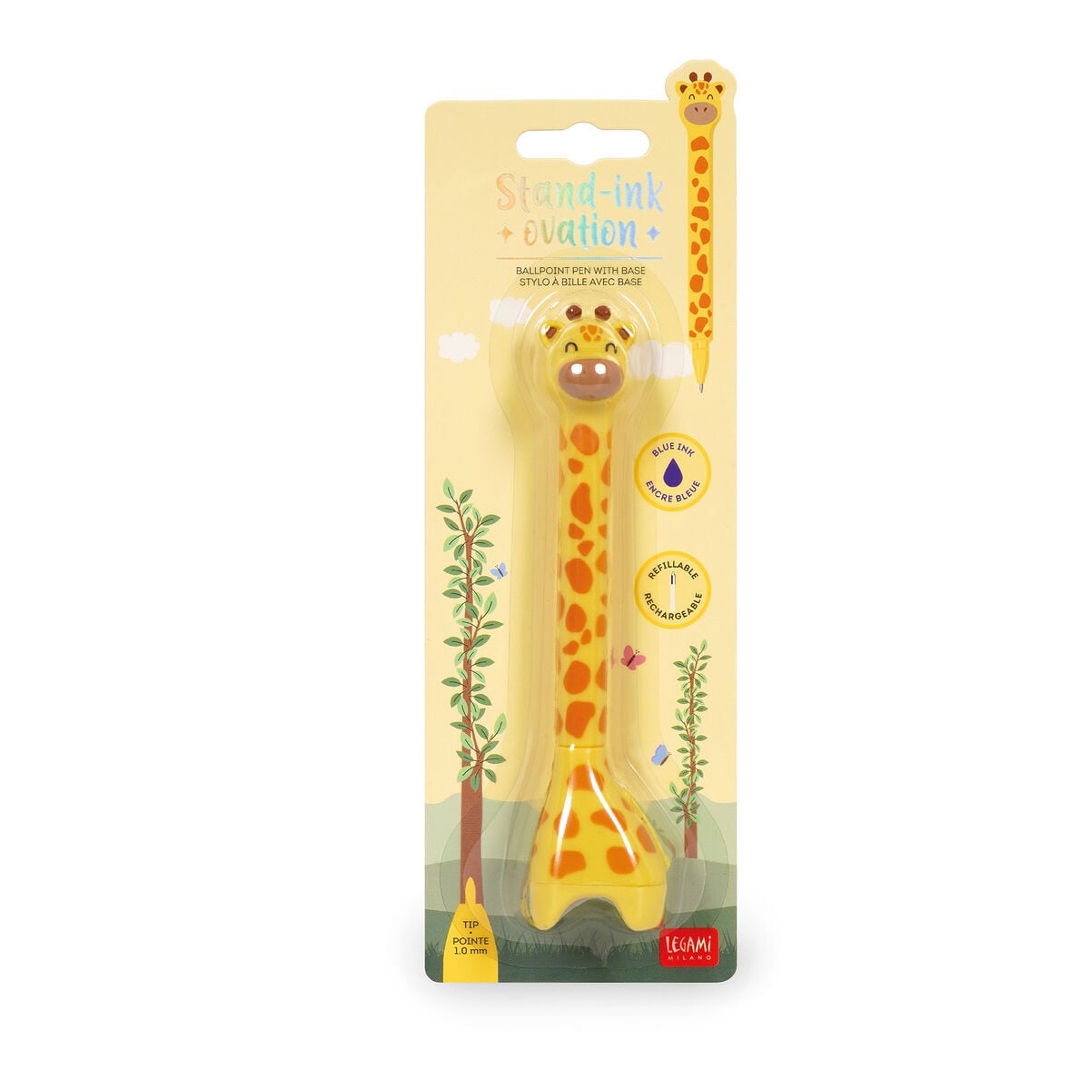 Legami - Giraffe Ballpoint Pen with Base - Stand-Ink Ovation