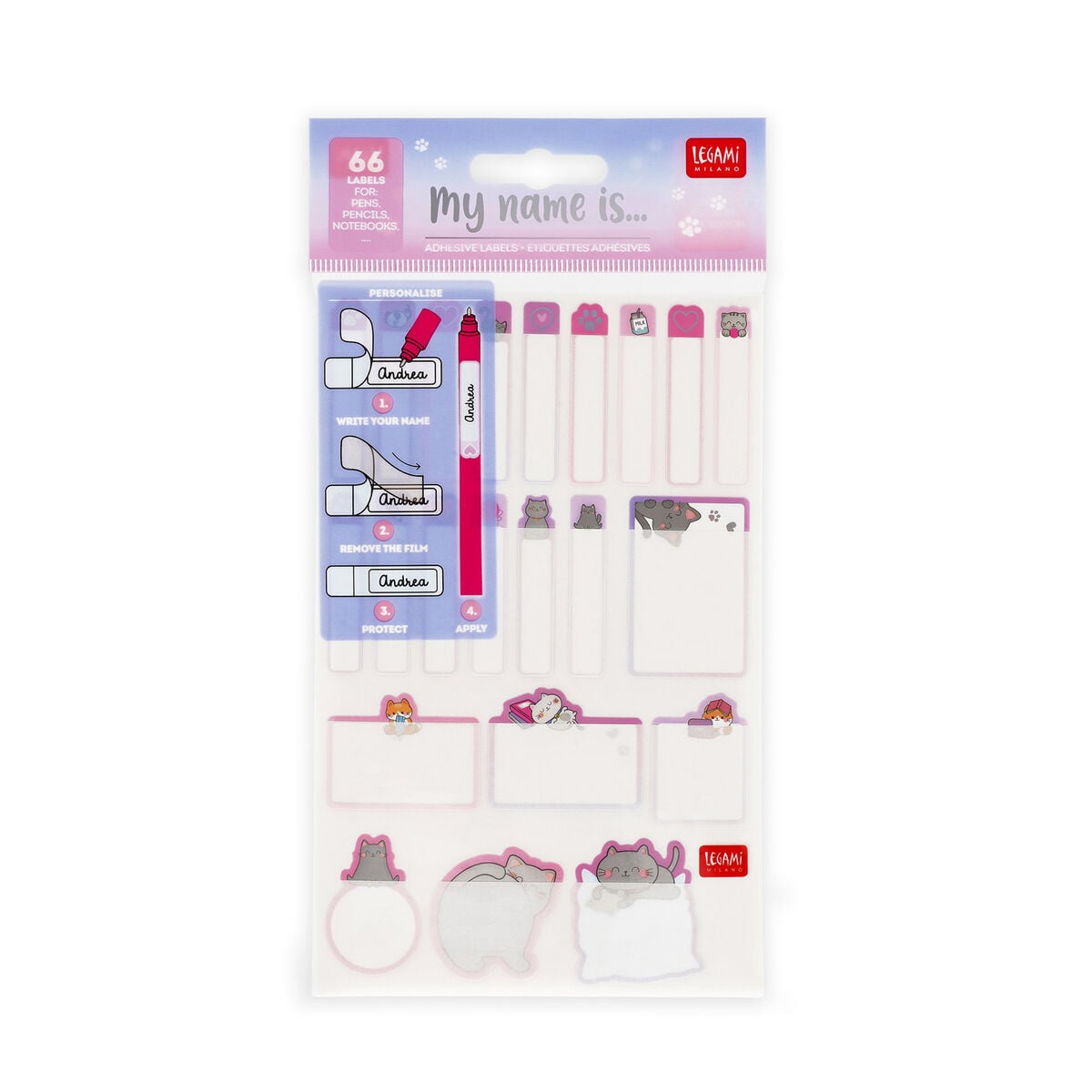 Legami - Protective Film with Adhesive Labels - My Name Is... - Kitty