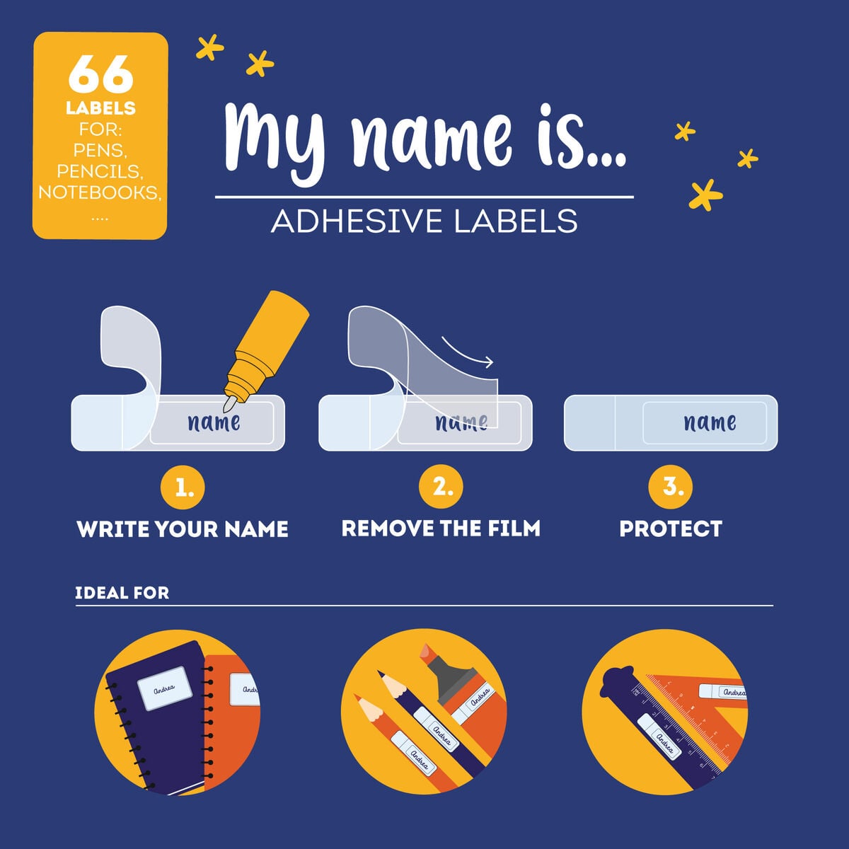Legami - Protective Film with Adhesive Labels - My Name Is... - Space