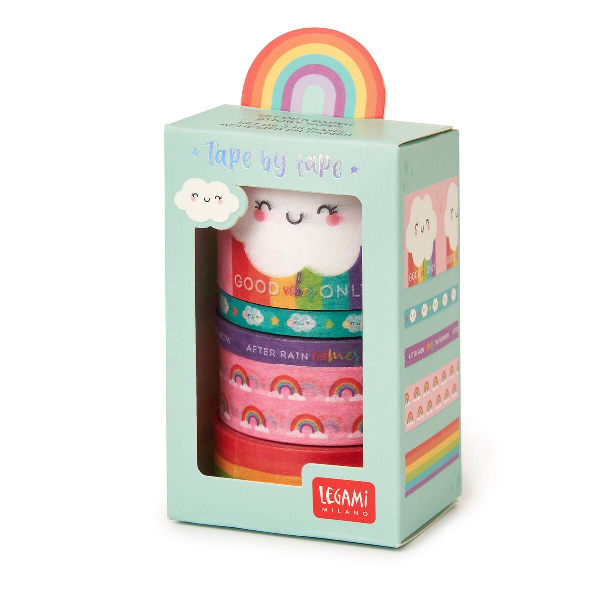Legami - 5'li Set Dekoratif Rainbow Kâğıt Yapışkan Bantlar - Banttan Banda