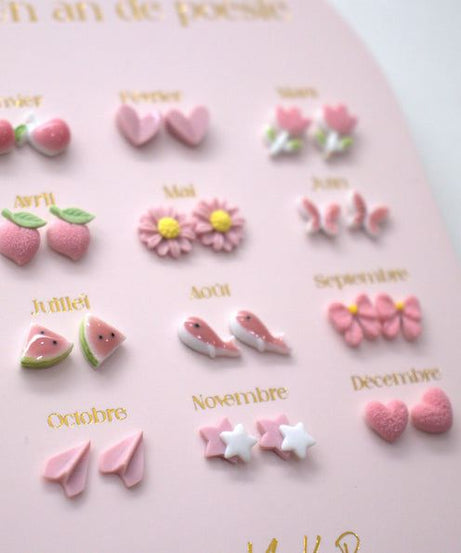 Yuko B. - Çocuk 12 Çift Seramik Küpe Seti-Dinossi