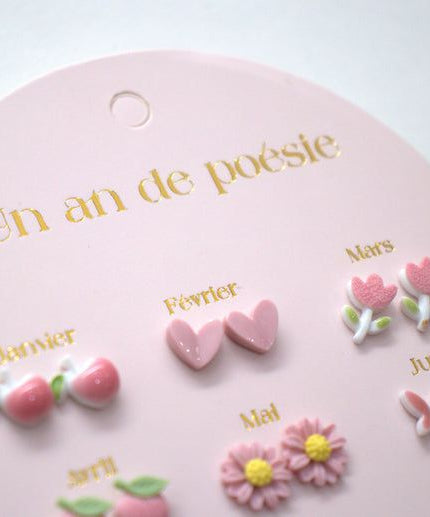 Yuko B. - Çocuk 12 Çift Seramik Küpe Seti-Dinossi