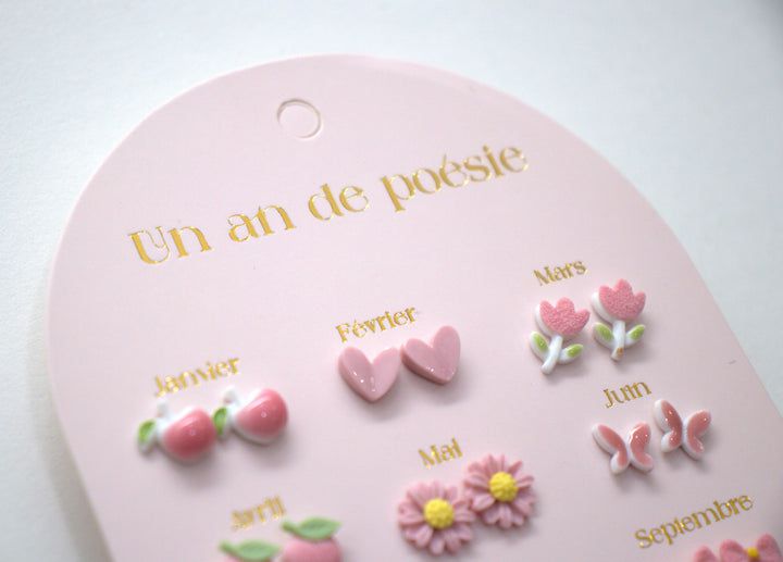 Yuko B. - Çocuk 12 Çift Seramik Küpe Seti-Dinossi