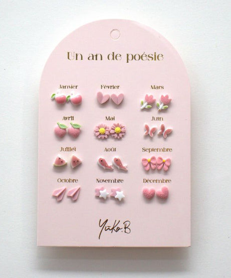 Yuko B. - Çocuk 12 Çift Seramik Küpe Seti-Dinossi