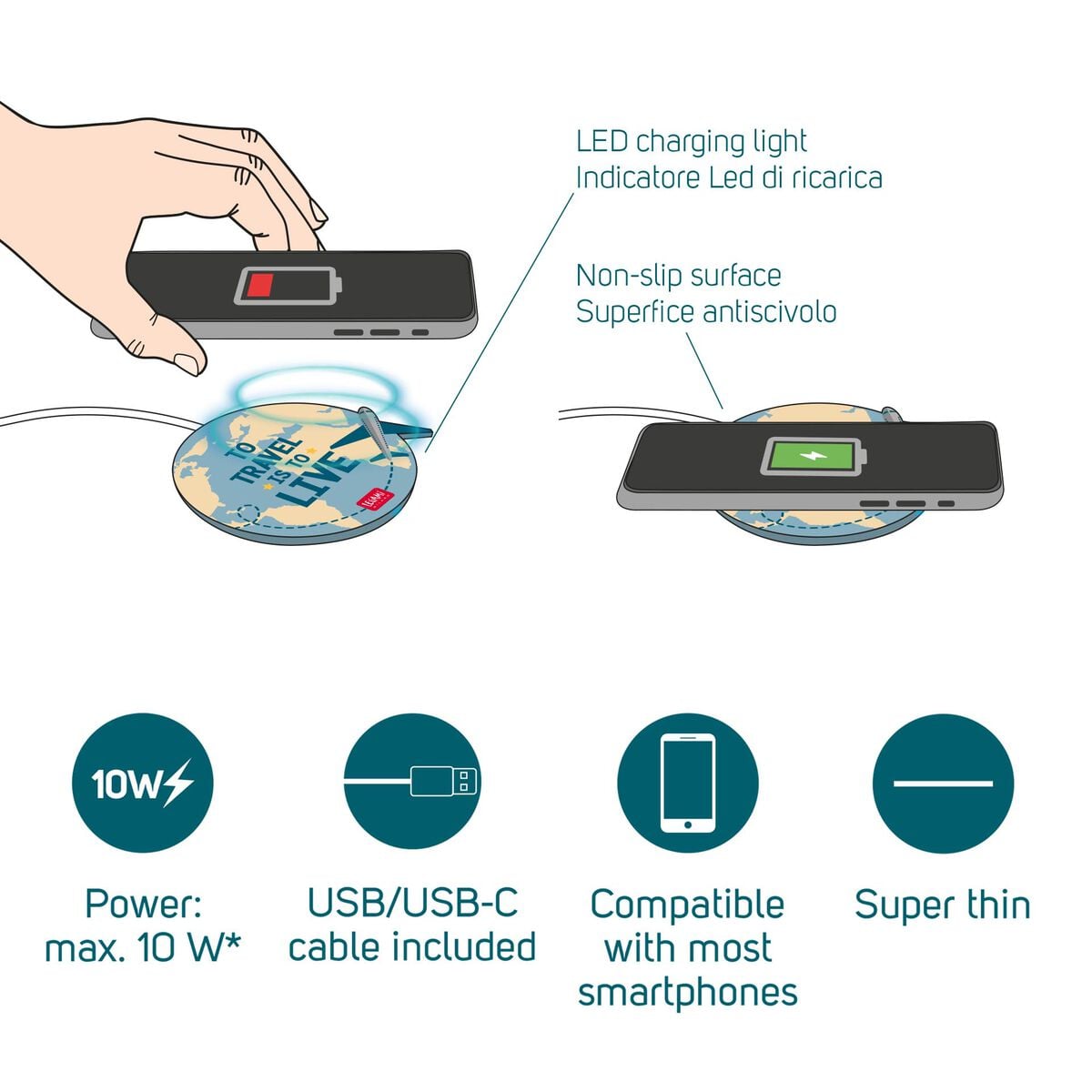 Legami - Travel Wireless Smartphone Charger - Super Fast