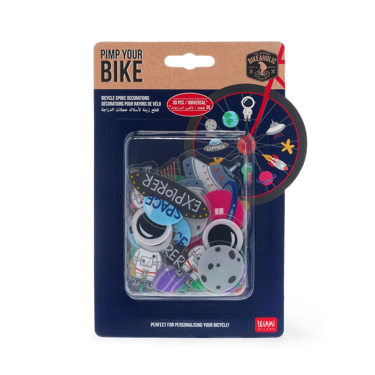 Legami - Seti 30 Bicycle Spoke Decorations - Uzay - Pimp Your Bike!