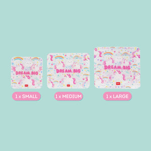 Legami - 3-piece Set Reusable Snack Bags - Unicorn - Snack Bags