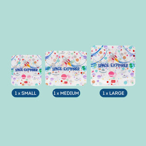 Legami - 3'lü Seti Reusable Snack Bags - Uzay - Snack Bags
