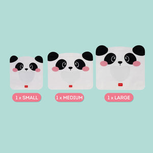 Legami - 3'lü Seti Reusable Snack Bags - Panda - Snack Bags