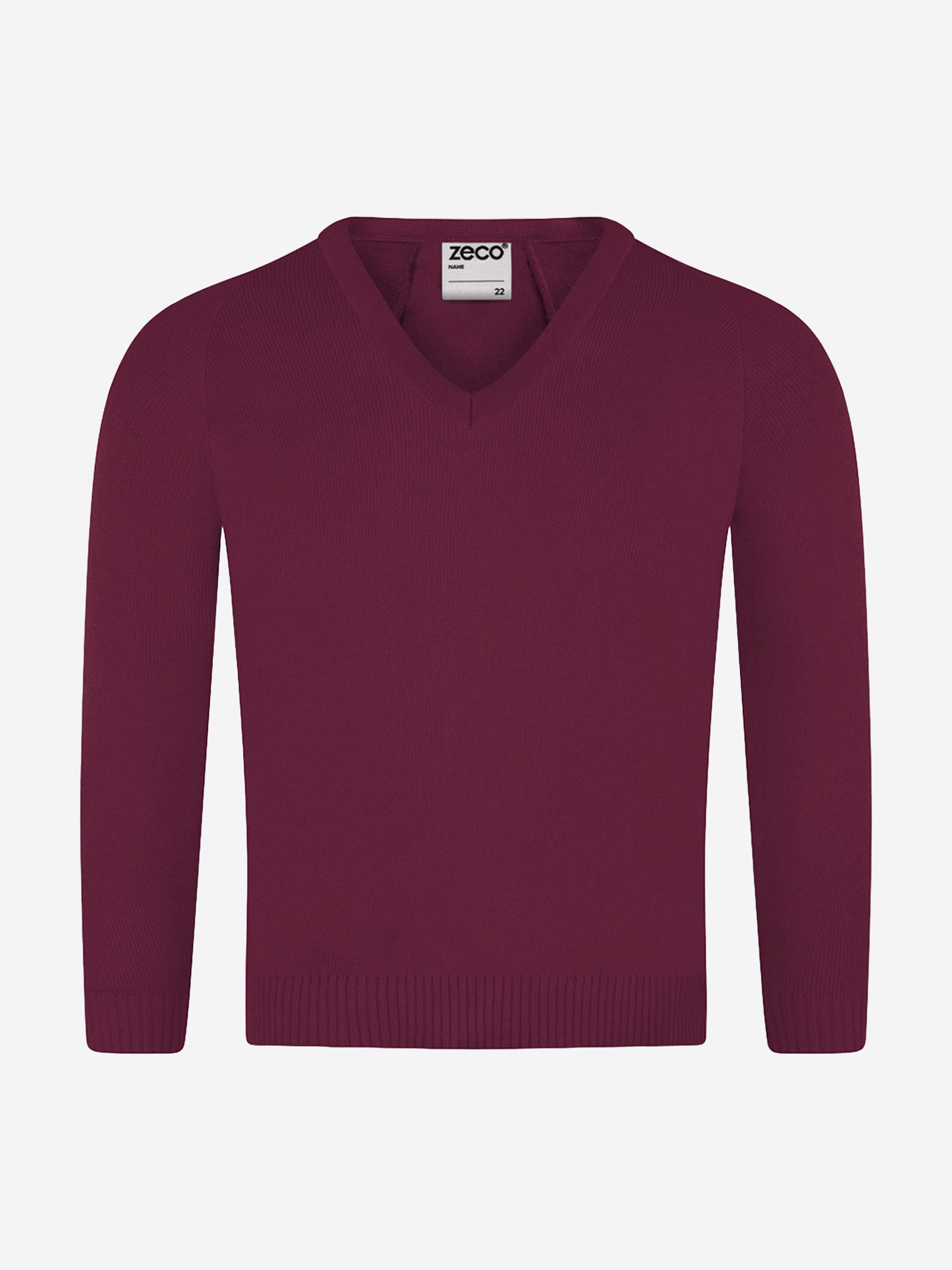 Zeco Kids School Knitted V-Neck Jumper in Maroon