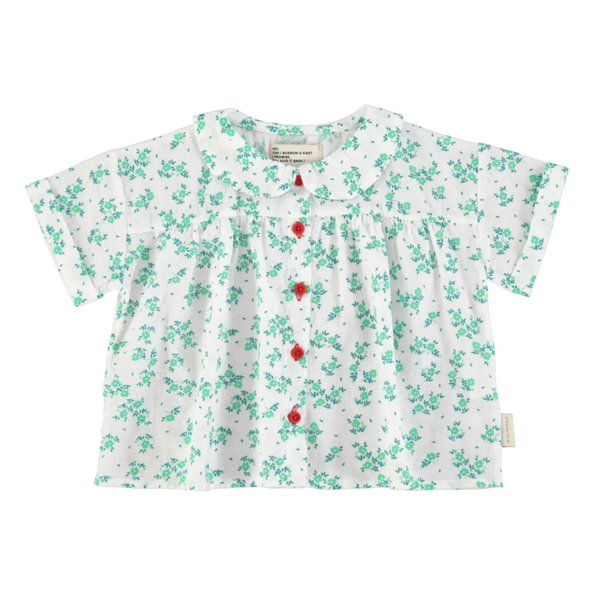 Piupiuchick - Organic Cotton Flower Pattern Shirt | White