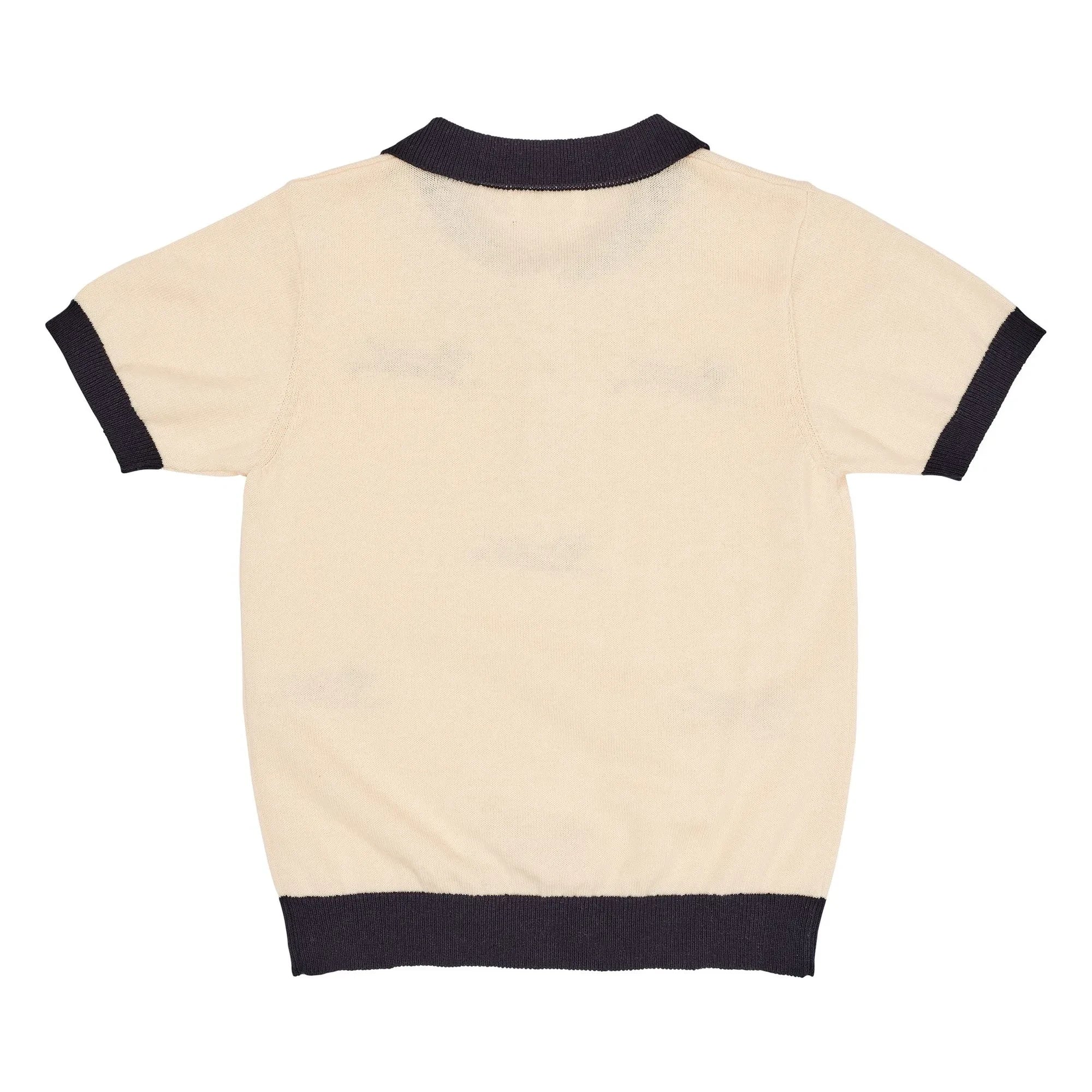 Copenhagen Colors - Fine Knit Embroidered Polo | Ecru