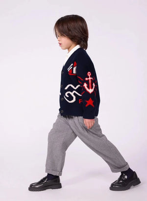 Petit Bateau - Navy Blue Relaxed-Fit V-Neck Wool Cardigan