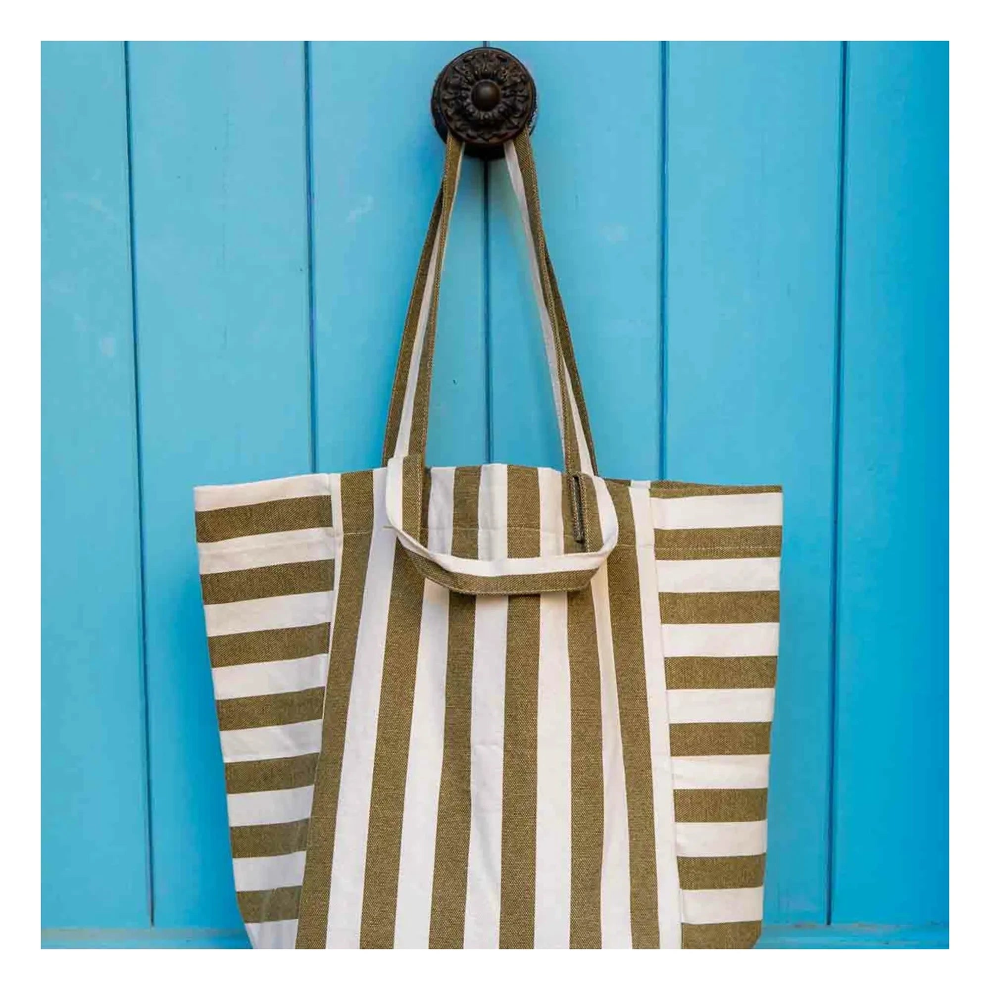 Rose in April - Elisabeth Striped Tote Bag | Olive