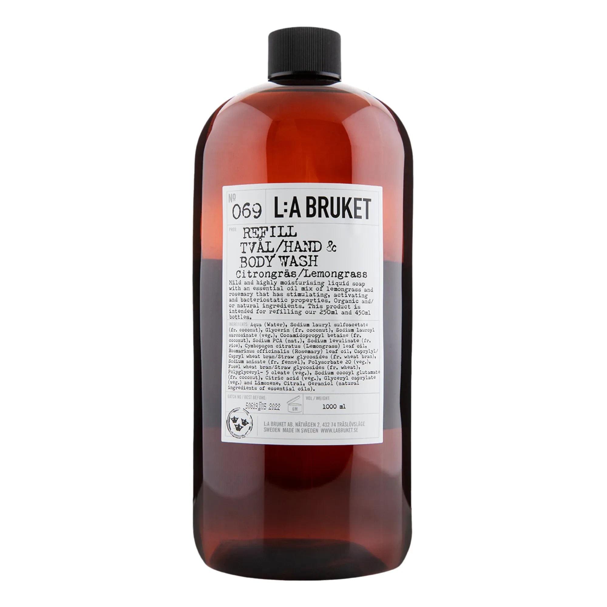 L:A BRUKET - 069 Refill Hand and Body Soap Lemon Grass 1000 ml