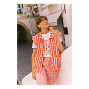 Favorite People - Striped Sleeveless Jacket - Women's Collection | Red