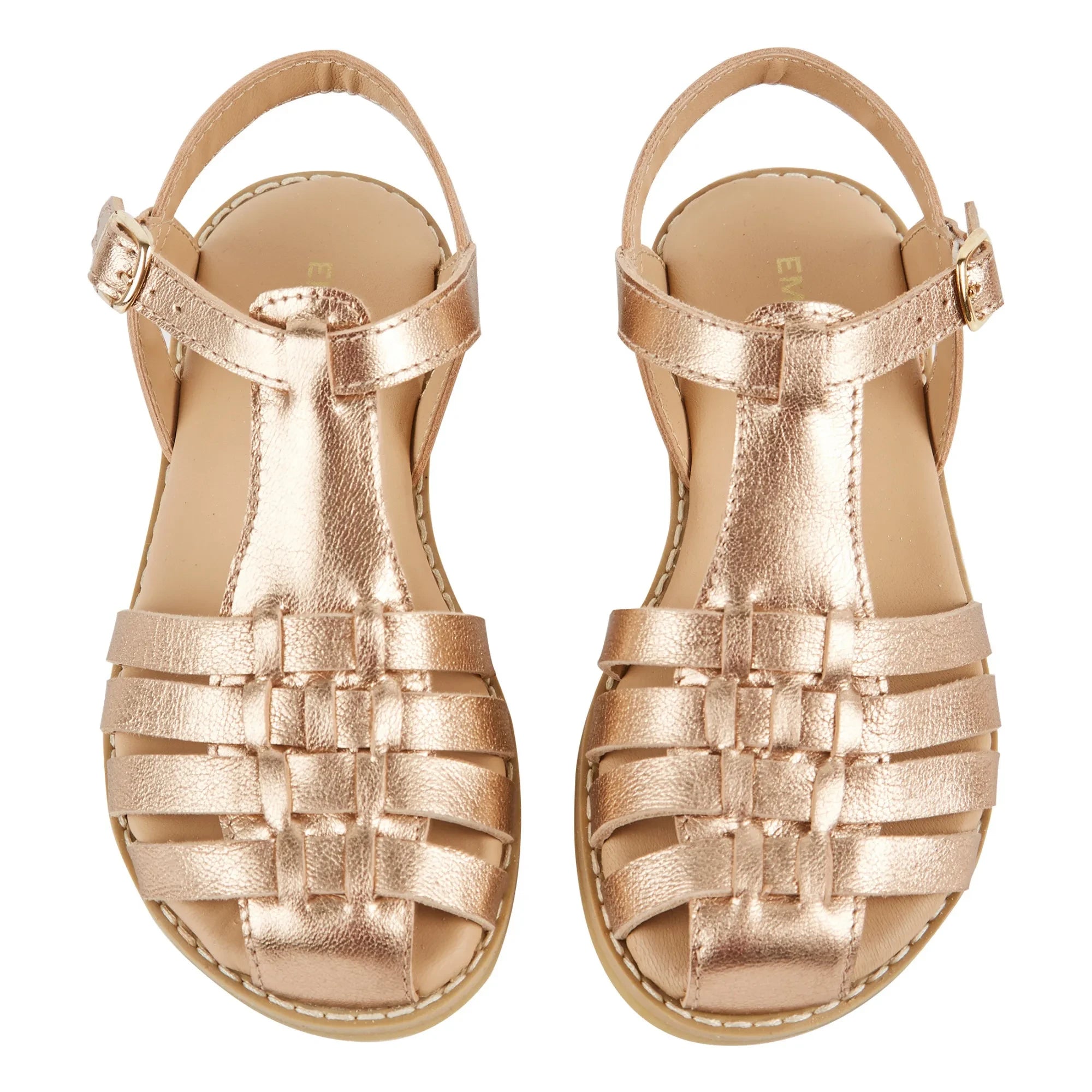 Emile et Ida - Leather Cross-Strap Sandals | Gold