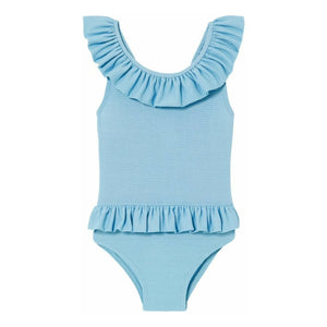Lison Paris - Metallic Ruffled Swimsuit | Light Blue