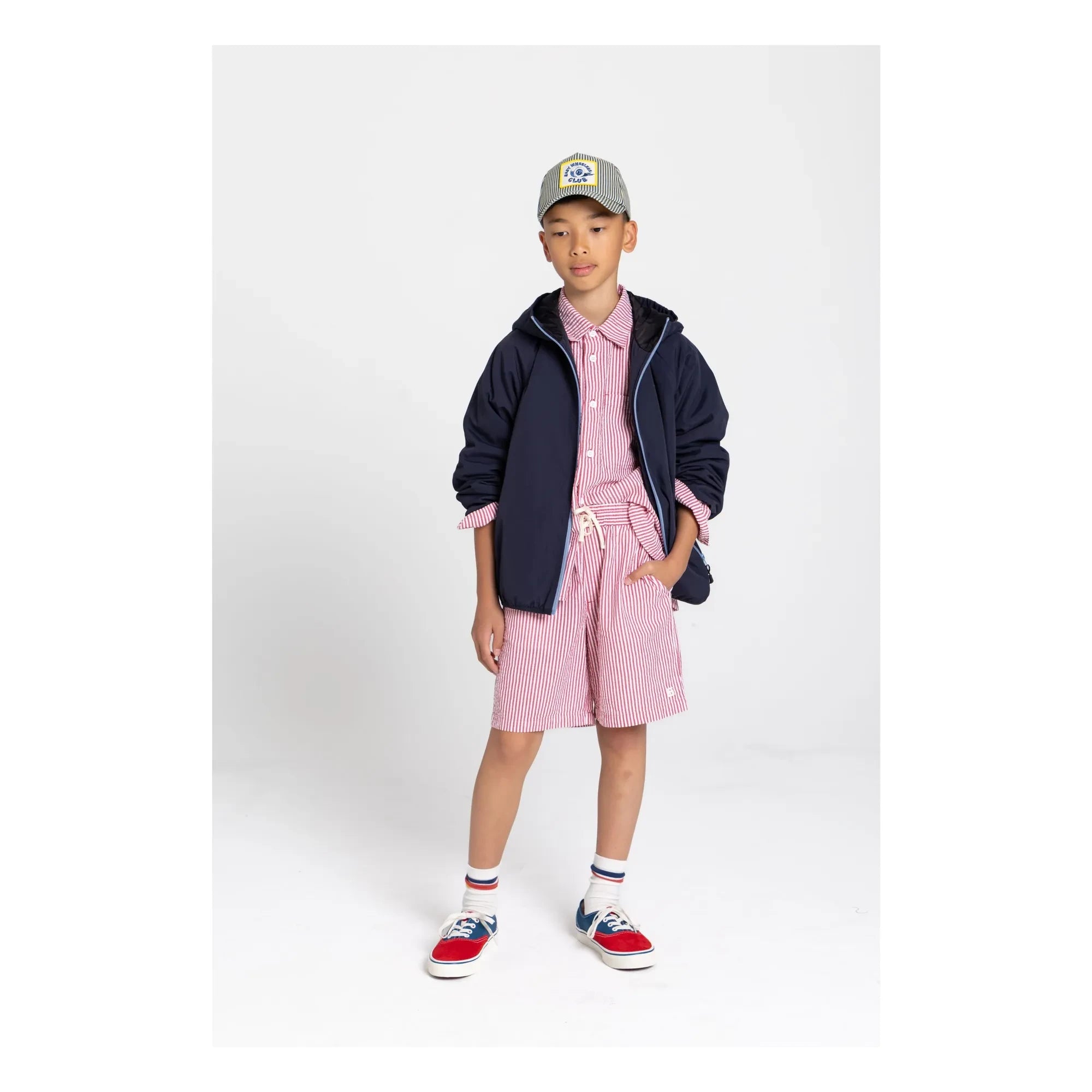 Smallable Kid - Striped Tom Shorts | Cherry Red