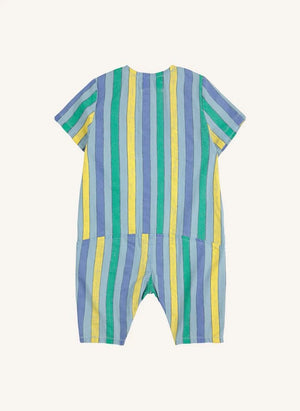 Bobo Choses - Lightweight Denim Striped Jumpsuit | Blue