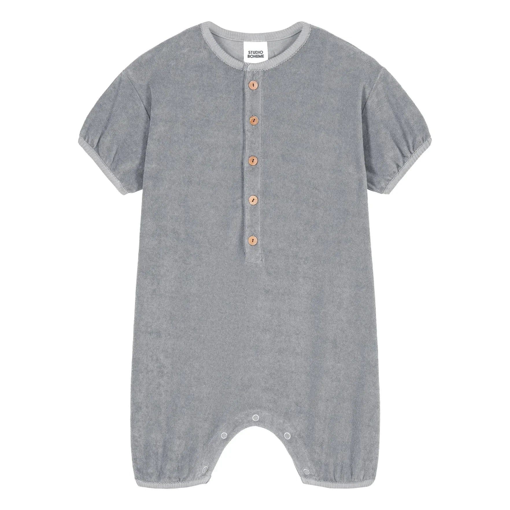 Studio Bohème - Bebecito Organic Cotton Towel Fabric Romper Shorts | Gray