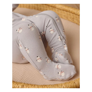 Quincy Mae - Snowman Patterned Footed Romper | Gray